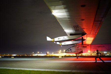 Solar Impulse takeoff from Tulsa, Oklahoma, United States of America